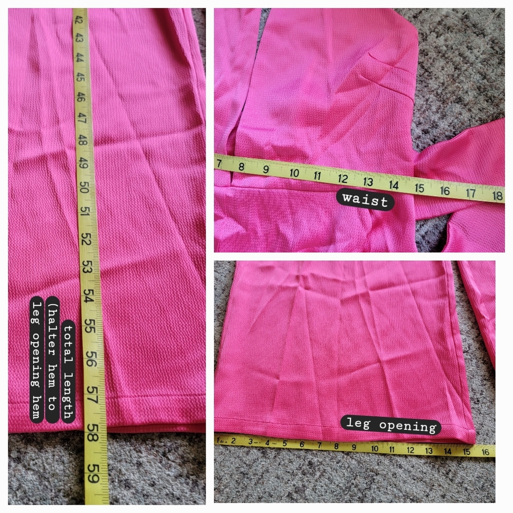 New Nookie Utopia Relaxed Full Length Wide Leg Halter Neck Jumpsuit Pink Pockets - Picture 12 of 15